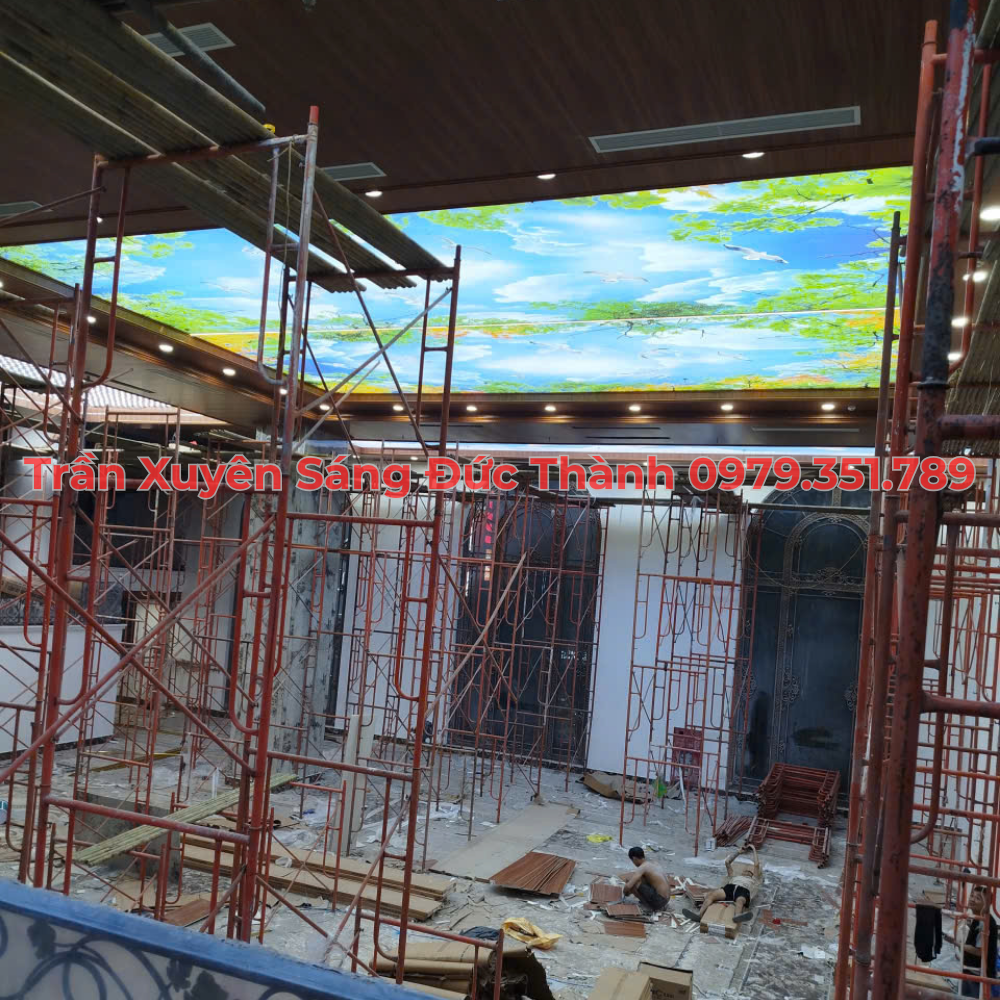 Quy trình thi công trần xuyên sáng 3D chuyên nghiệp